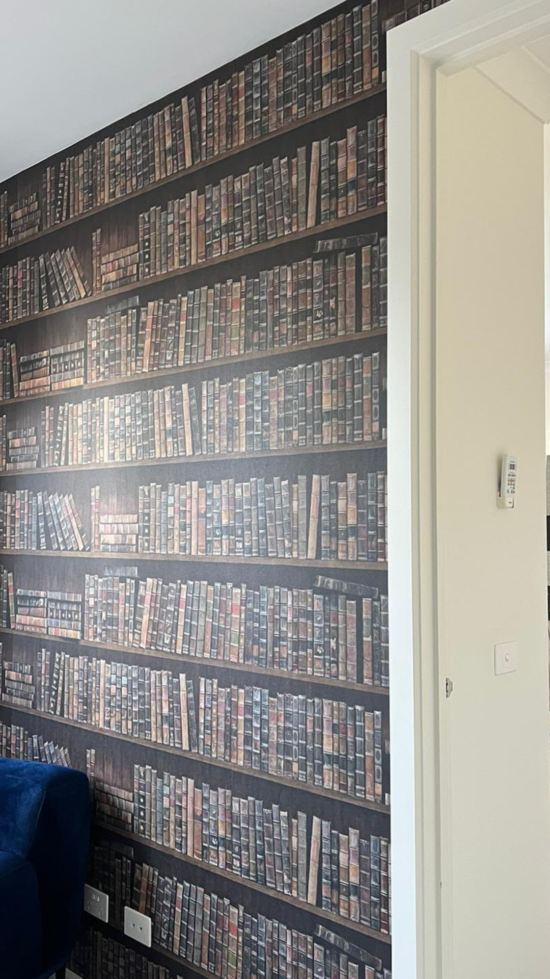 Decorative bookshelf wallpaper installation, Melbourne