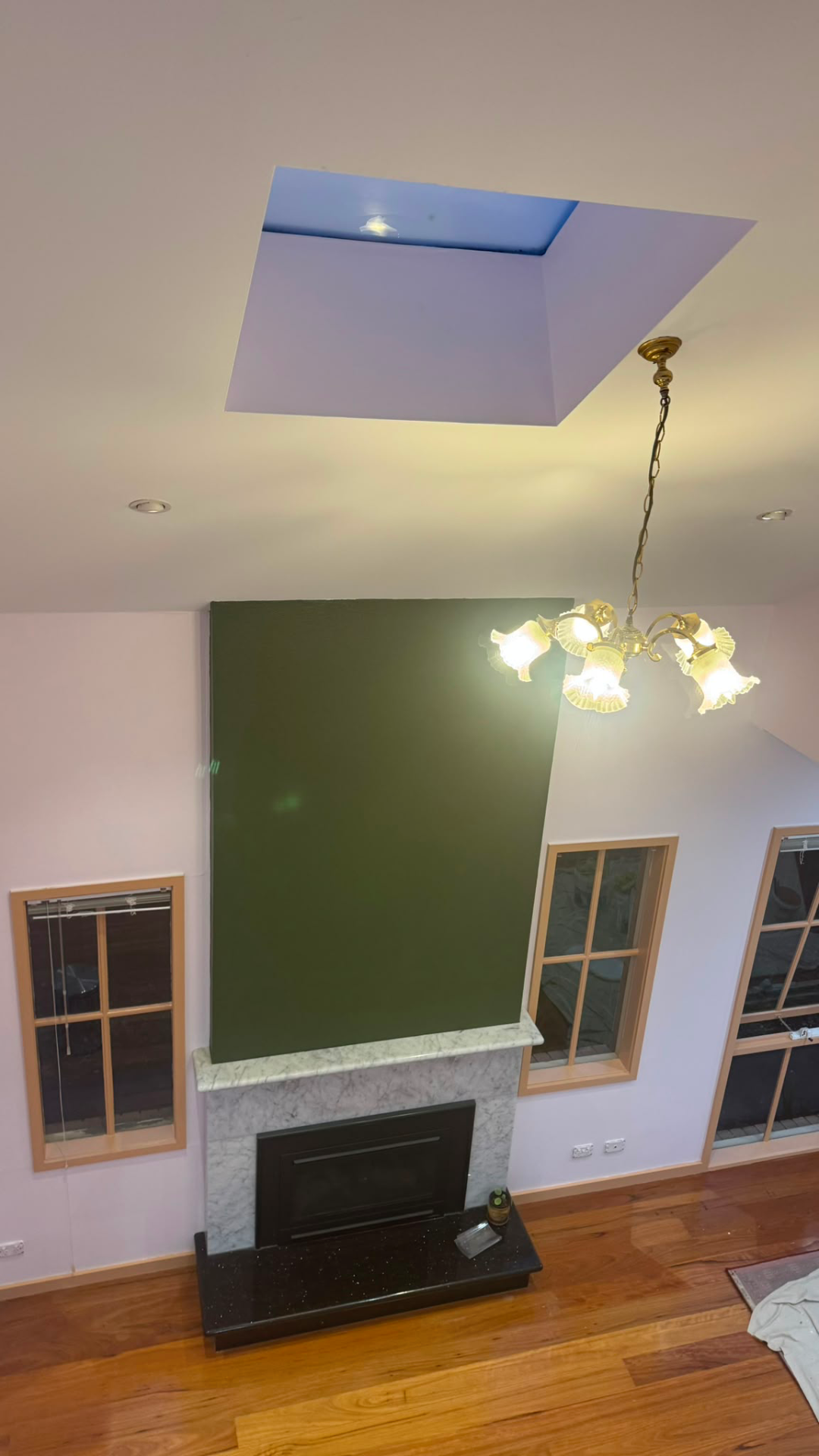 Living room feature wall fireplace painting, Melbourne